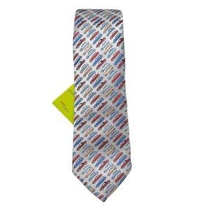 Coton Doux Paris Silk Tie Classic Cars Gray Made in France Luxury Designer NWT